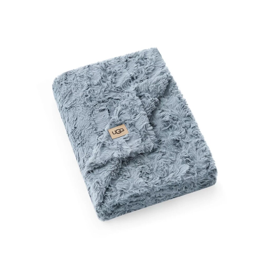 UGG HOME PLUSH FAUX FUR THROW BLANKET BLUE 50x 70 NEW